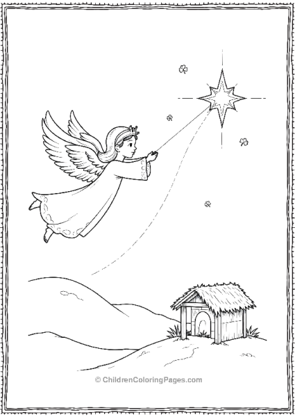 Angels On Christmas Guiding Star To Manger Free PDF Printable