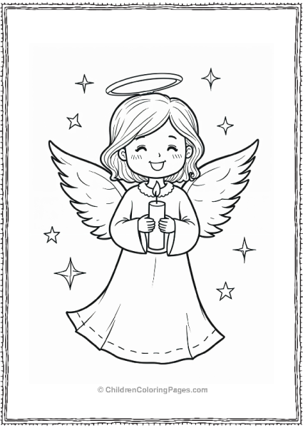 Angels On Christmas Holding A Candle Free PDF Printable