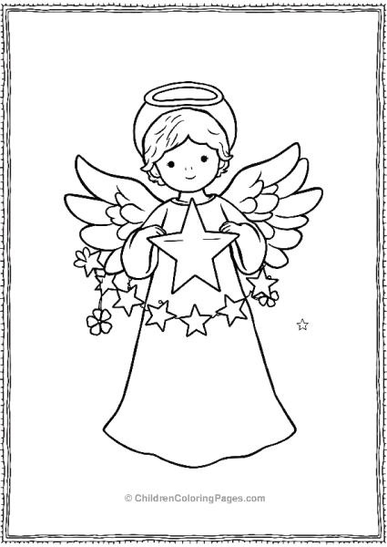 Angels On Christmas Holding A Star Garland Free PDF Printable