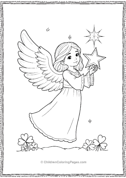 Angels On Christmas Holding A Star Free PDF Printable