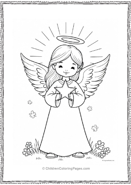 Angels On Christmas Holding A Star Free PDF Printable