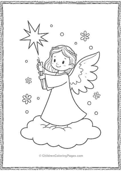 Angels On Christmas Holding A Wand Free PDF Printable