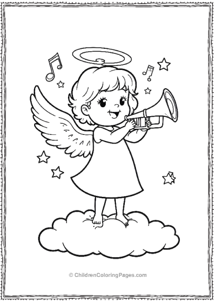 Angels On Christmas Playing Trumpet Free PDF Printable