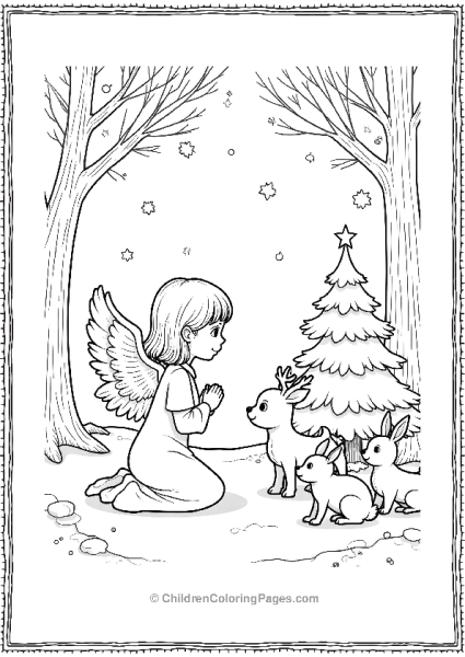 Angels On Christmas Praying With Animals Free PDF Printable