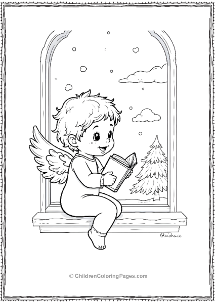 Angels On Christmas Reading A Book By The Window Free PDF Printable