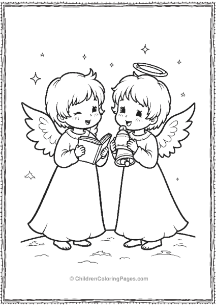 Angels On Christmas Singing And Ringing Bells Free PDF Printable