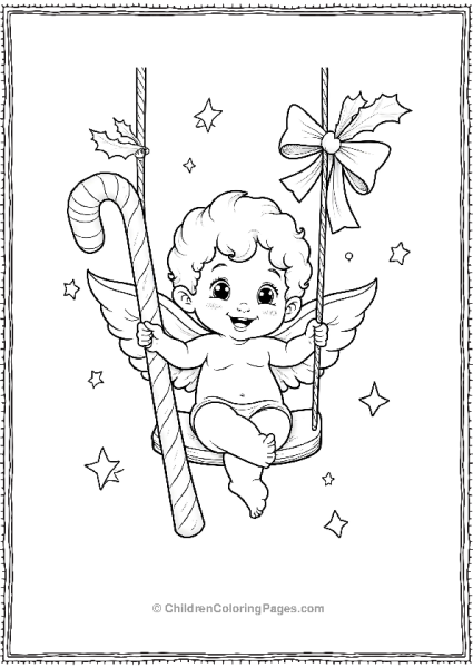 Angels On Christmas Swinging On Candy Cane Free PDF Printable