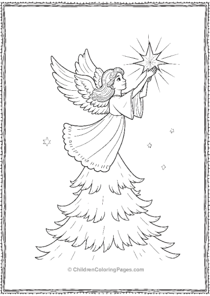 Angels On Christmas Tree Holding A Star Free PDF Printable