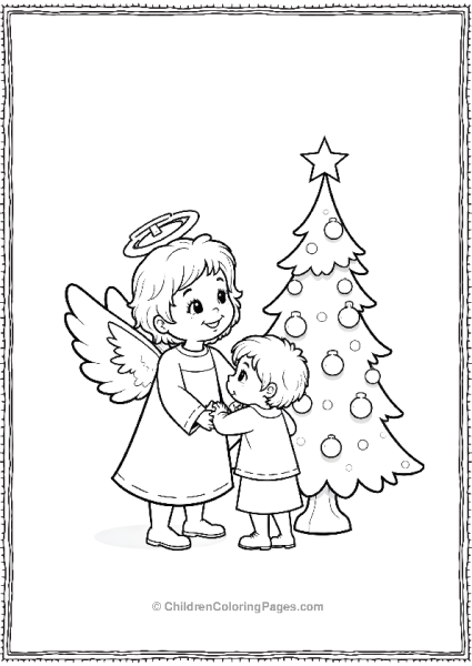 Angels On Christmas Tree With Child Free PDF Printable