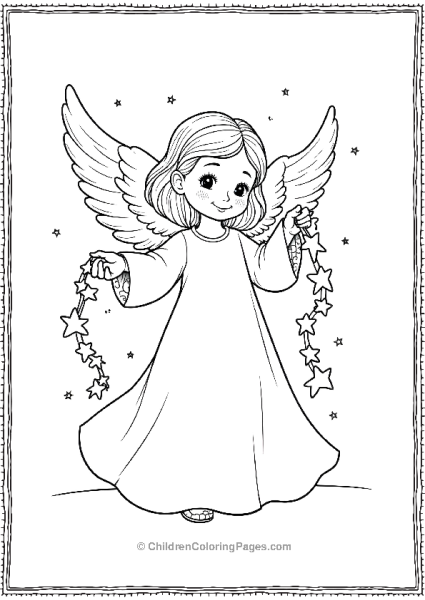 Angels On Christmas With Star Garland Free PDF Printable