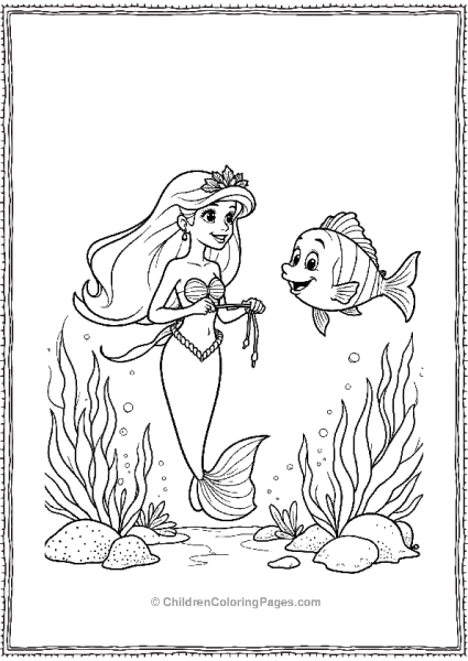 Ariel And Flounder Wrapped In Seaweed For Christmas Free PDF Printable