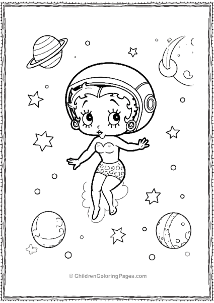 Astronaut Betty Floating Among Stars Free PDF Printable