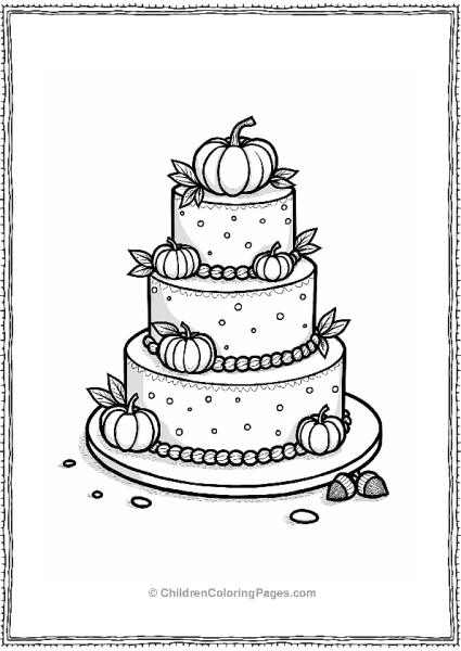 Autumn Spice Cake With Pumpkins And Leaves Free PDF Printable