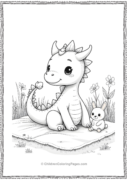 Baby Dragon And Bunny On A Blanket Free PDF Printable