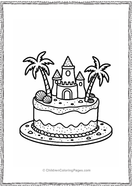 Beach Themed Sandcastle Cake Free PDF Printable