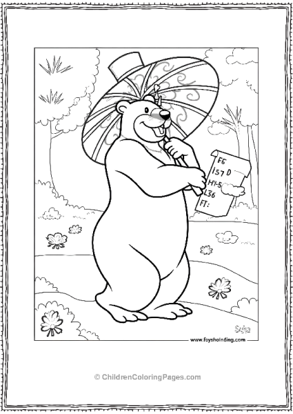 Bear With Parasol And Report Free PDF Printable