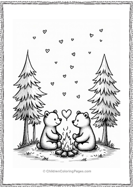 Bears By The Campfire On Valentine S Day Free PDF Printable