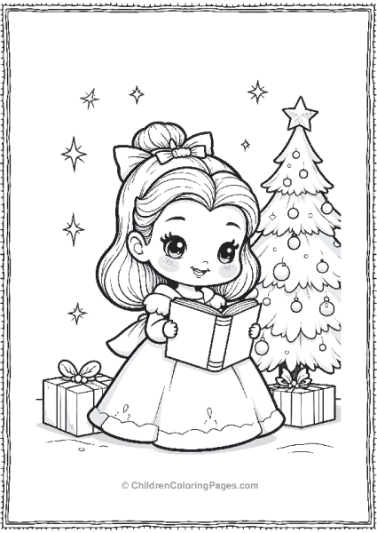 Belle Reading A Christmas Story Book Free PDF Printable