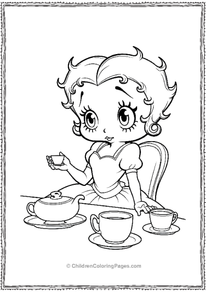 Betty Boop At A Tea Party Free PDF Printable