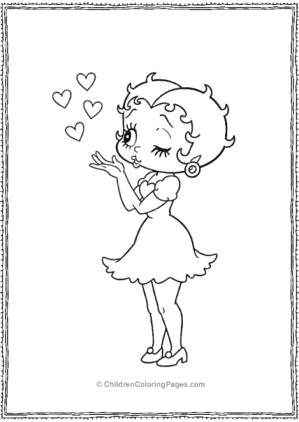 Betty Boop Blowing A Kiss  Free PDF Printable