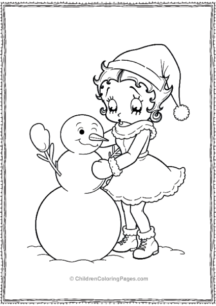 Betty Boop Building A Snowman  Free PDF Printable