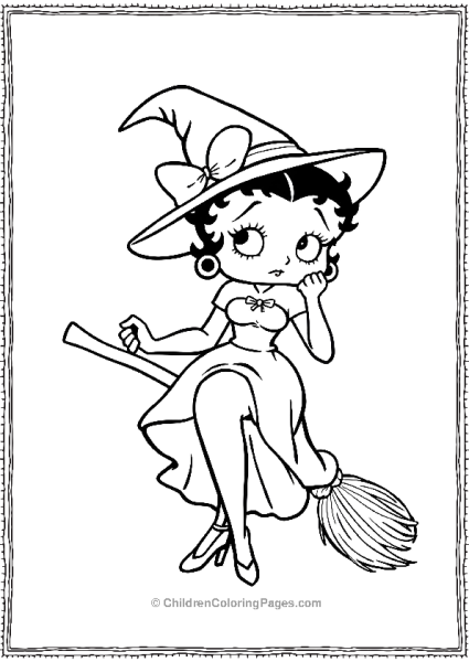 Betty Boop Celebrating Halloween Dressed As A Witch  Free PDF Printable