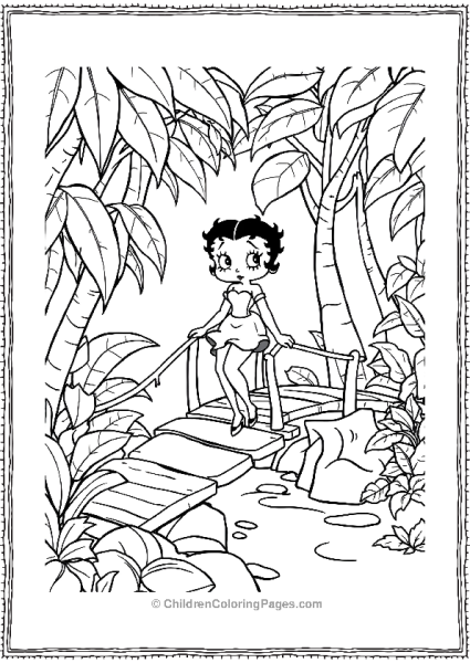 Betty Boop Crossing A Rickety Bridge Free PDF Printable