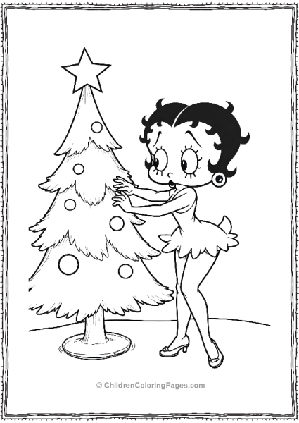 Betty Boop Decorating Christmas Tree Free PDF Printable