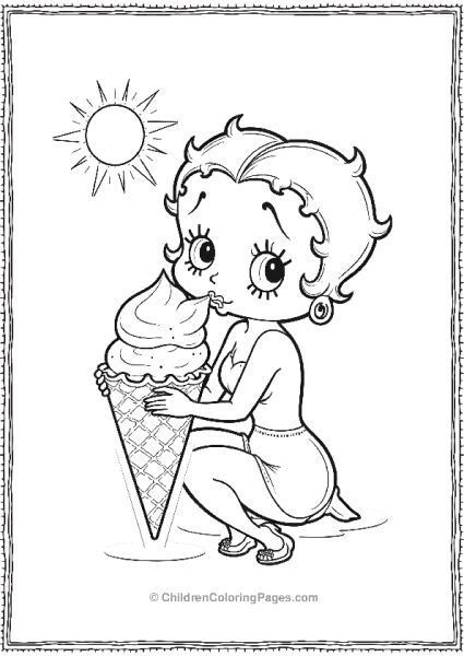 Betty Boop Enjoying Ice Cream Under The Hot Sun Free PDF Printable