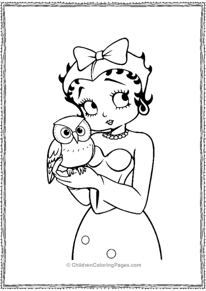 Betty Boop Holding A Baby Owl Free PDF Printable