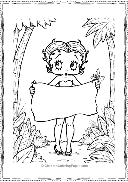 Betty Boop Holding A Jungle Map Free PDF Printable