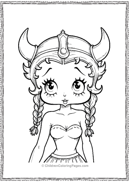 Betty Boop In A Viking Helmet Scaled Free PDF Printable