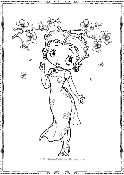 Betty Boop In China Wearing Traditional Cheongsam Scaled Free PDF Printable