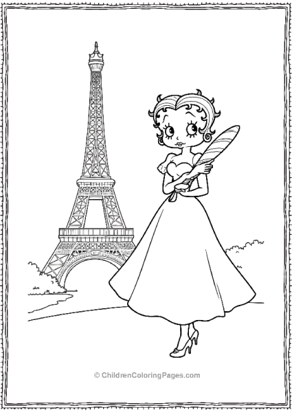 Betty Boop In Paris Holding A Baguette Free PDF Printable