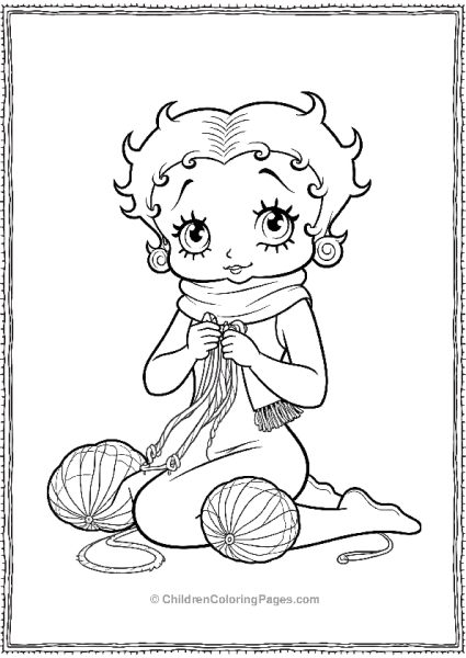 Betty Boop Knitting A Scarf  Free PDF Printable