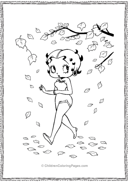 Betty Boop On An Autumn Stroll Free PDF Printable