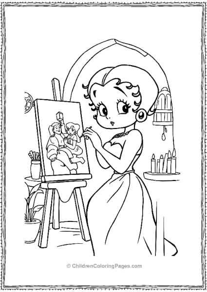 Betty Boop Painting In A Medieval Studio Free PDF Printable