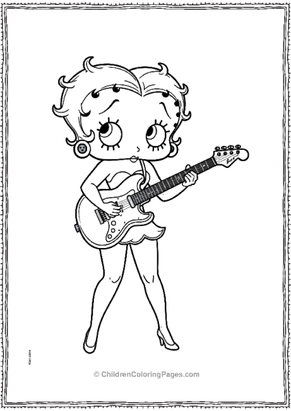 Betty Boop Playing Guitar Free PDF Printable