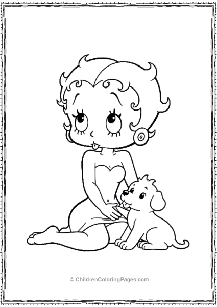 Betty Boop Playing With A Puppy Free PDF Printable