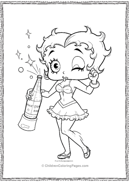 Betty Boop Popping A Bottle Of Sparkling Water Free PDF Printable