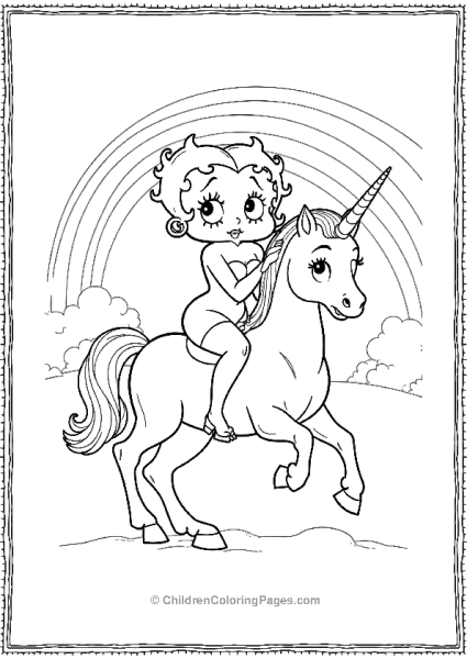 Betty Boop Riding A Unicorn Free PDF Printable