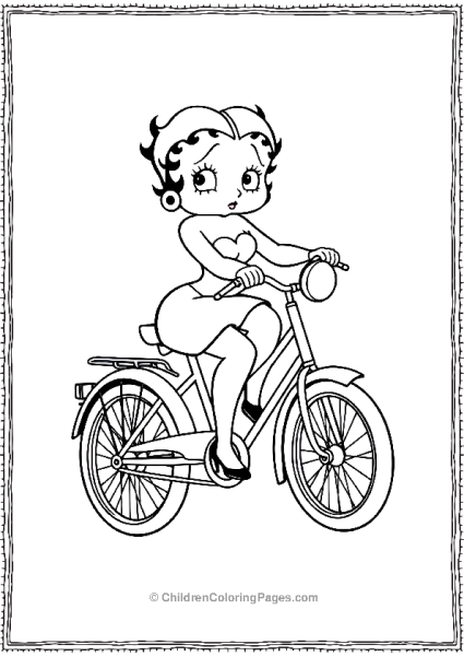 Betty Boop Riding A Vintage Bicycle  Free PDF Printable