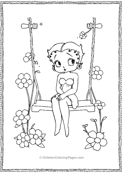 Betty Boop Sitting On A Swing Free PDF Printable