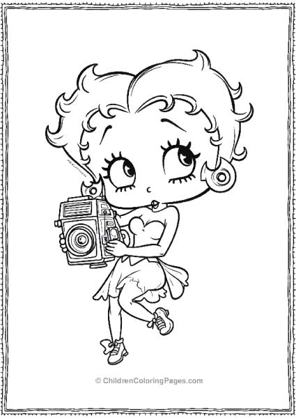 Betty Boop Taking Pictures With A Vintage Camera  Free PDF Printable