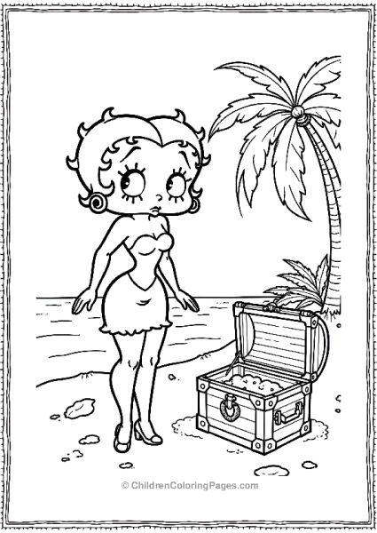 Betty Boop With A Treasure Chest Free PDF Printable