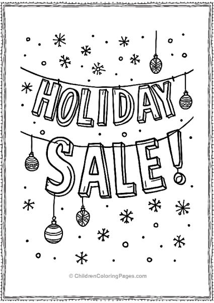 Black Friday Holiday Sale Banner With Snowflakes And Ornaments Free PDF Printable