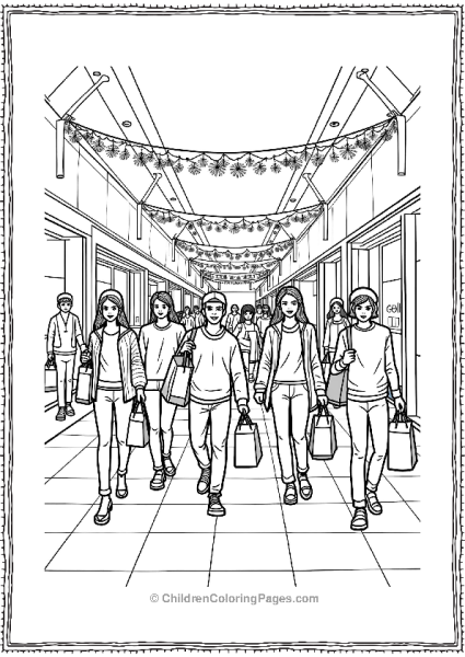 Black Friday Mall Scene With Shoppers 1 Free PDF Printable