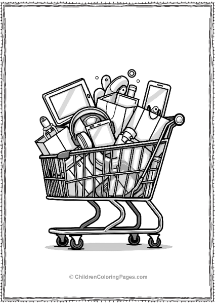 Black Friday Shopping Cart Overflowing With Electronics Free PDF Printable