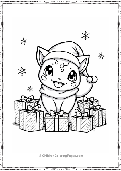 Bulbasaur Christmas Elf With Presents Free PDF Printable