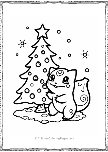 Bulbasaur Decorates A Christmas Tree Free PDF Printable